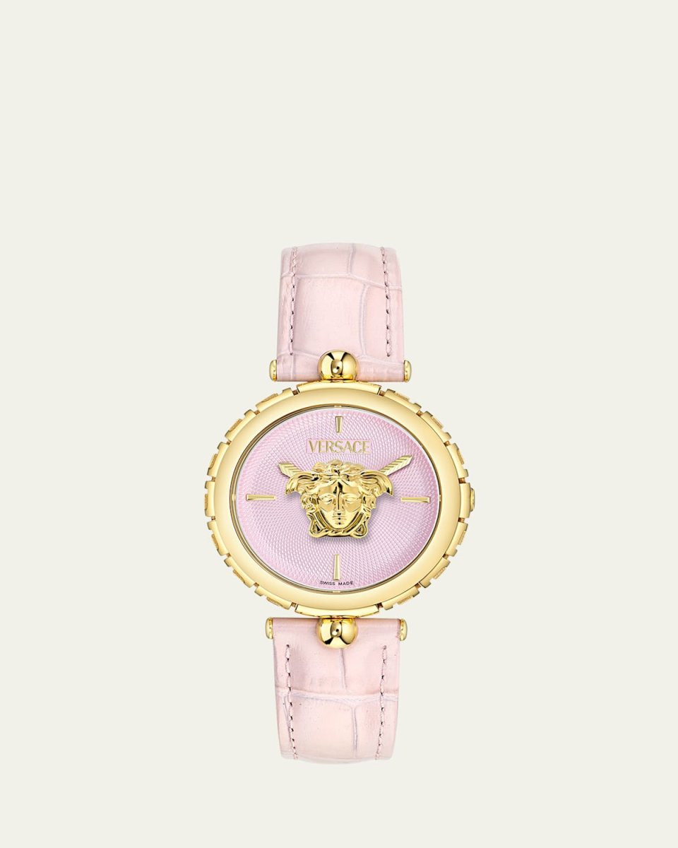38mm Medusa Heritage Watch with Leather Strap, Pink